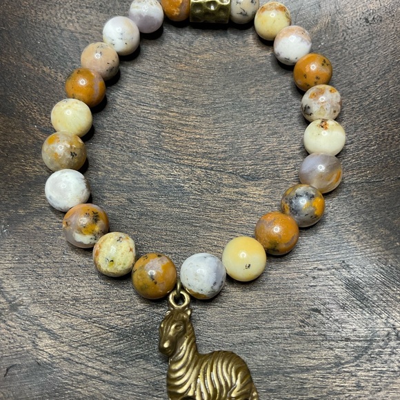 Dendritic Sage Chalcedony (8mm) with Antique Bronze Accent and Zebra Cha… - Picture 6 of 7